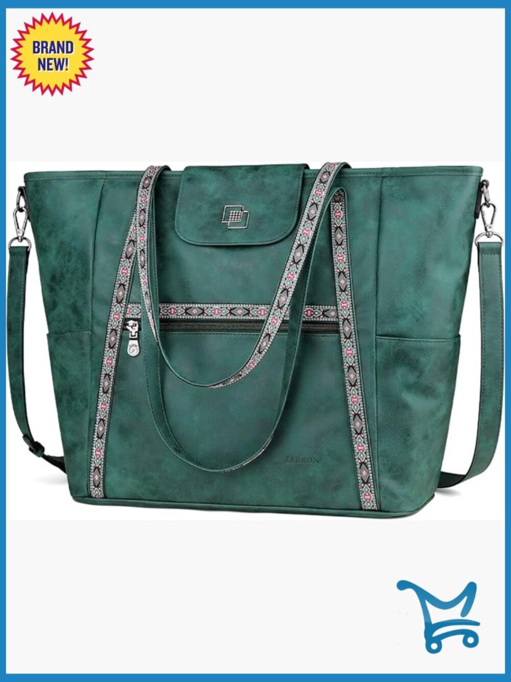 Large Convertible Laptop Tote Bag with Backpack Straps, 10 Pockets